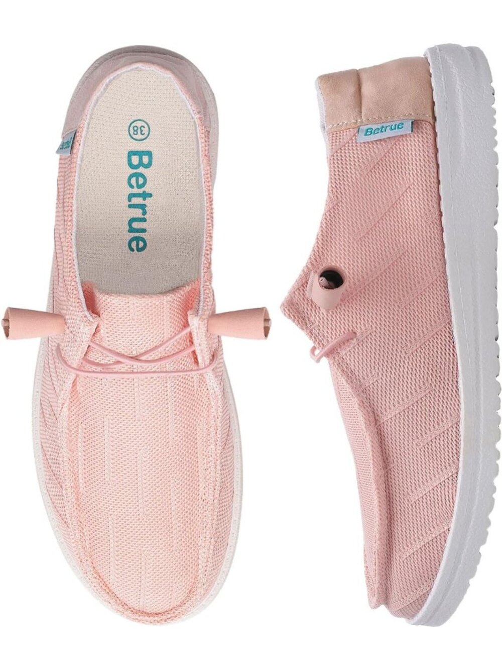 🆕Women's Light Pink Lightweight Boat Shoes Casual Loafers, Slip On Deck Shoes